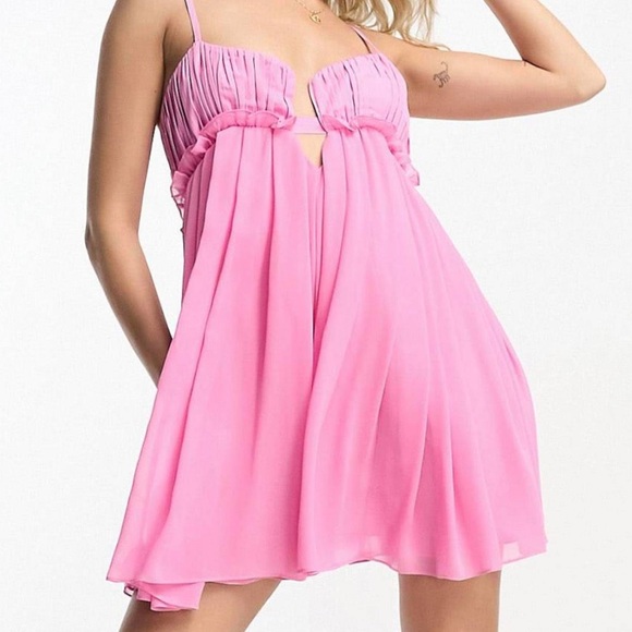 ASOS Pink Ruched Mini Dress - Picture 5 of 6